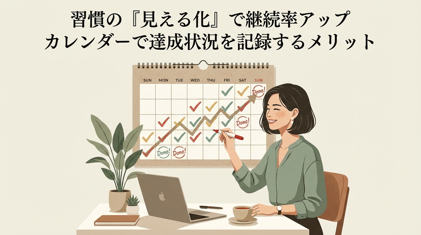 習慣の「見える化」で継続率アップカレンダーで達成状況を記録するメリット
